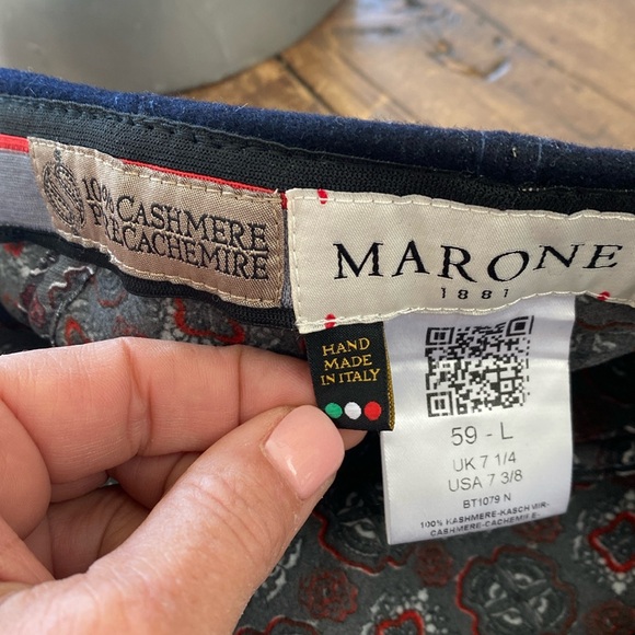 Marone Luxury 100% Cashmere Cap - Handmade in Italy Navy Blue - Size Large - Picture 4 of 12